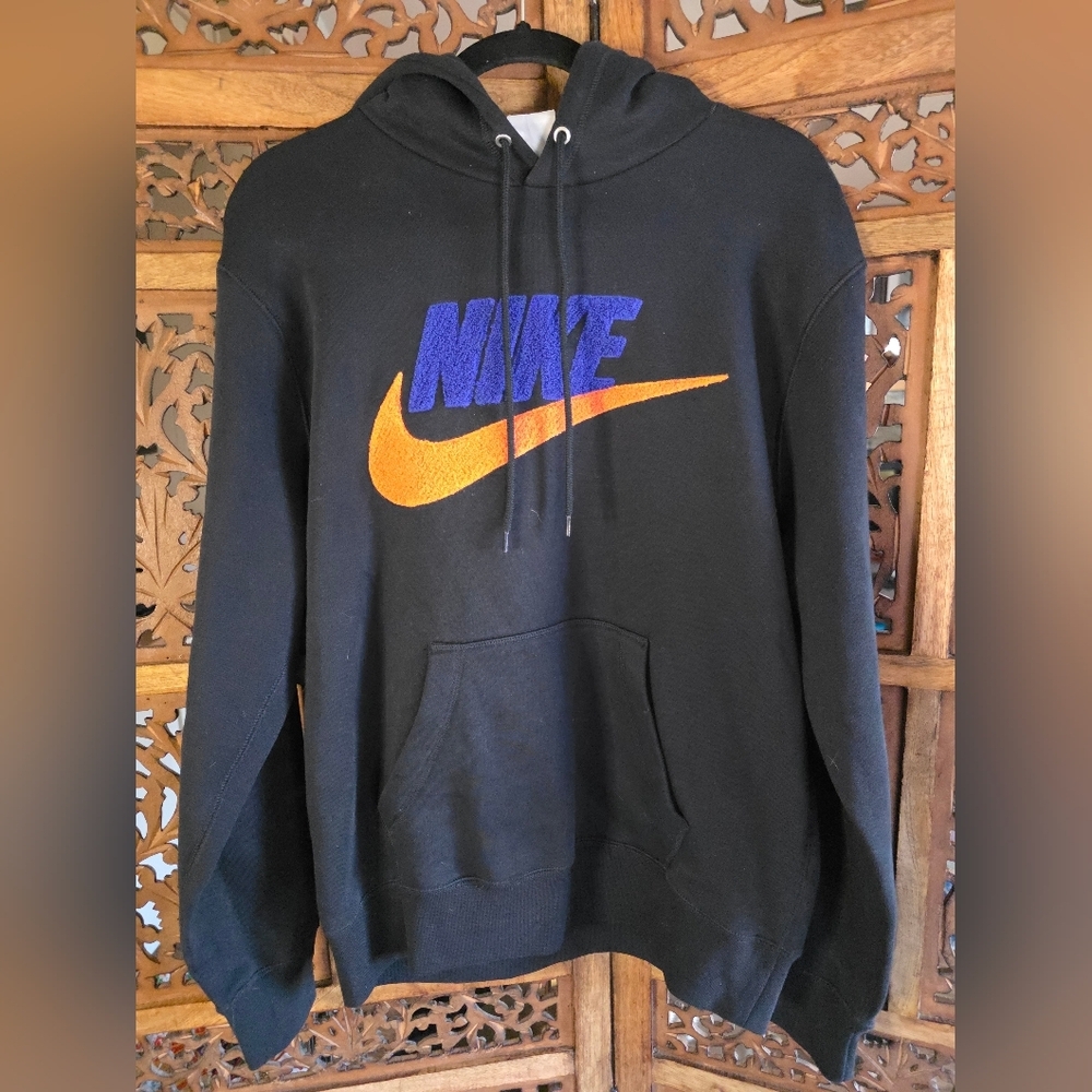 Nike Black Hoodie with Purple and Orange Logo
